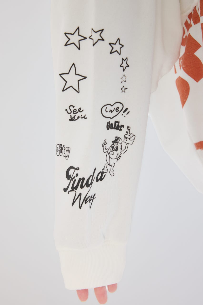 加工アウトシームスウェットトップス O/WHT FREE