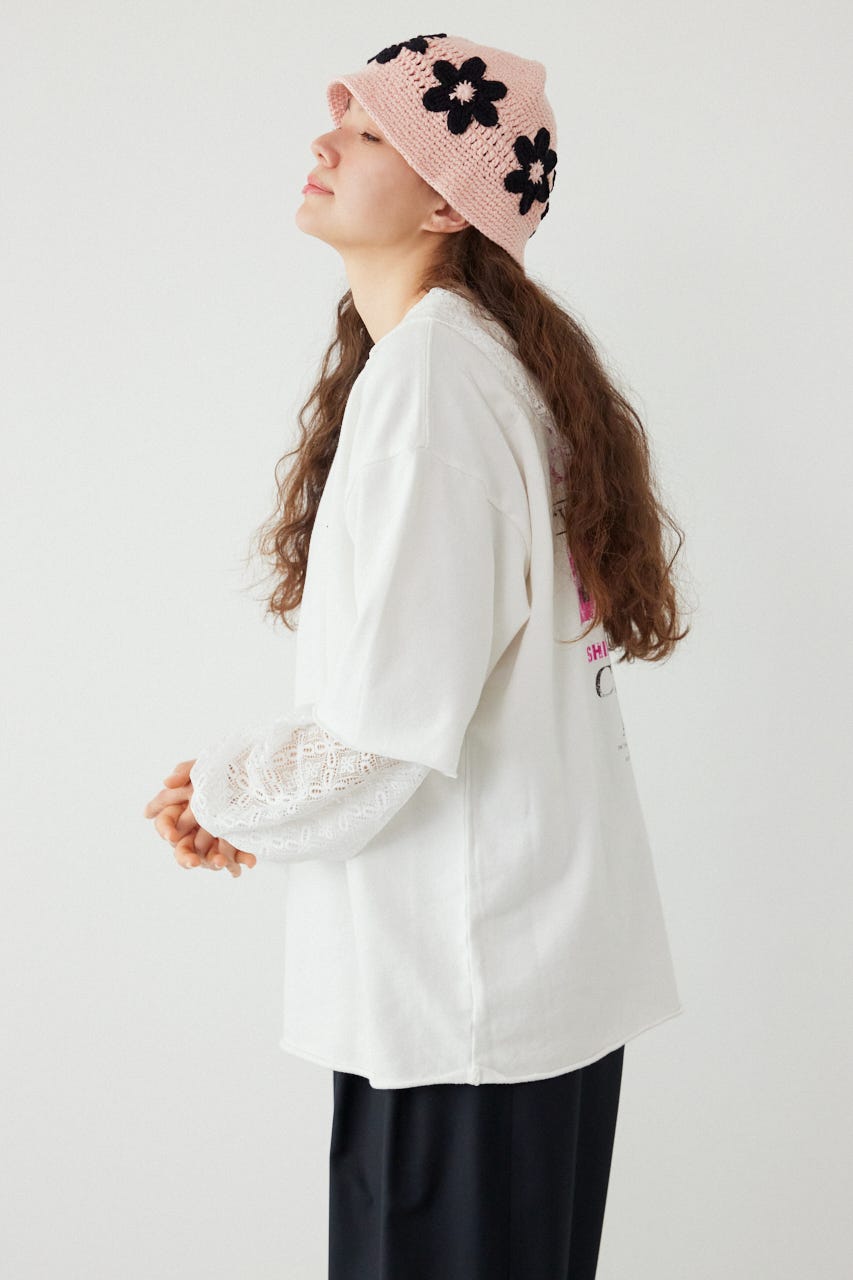 ミニ裏毛ハーフスリーブトップス O/WHT FREE