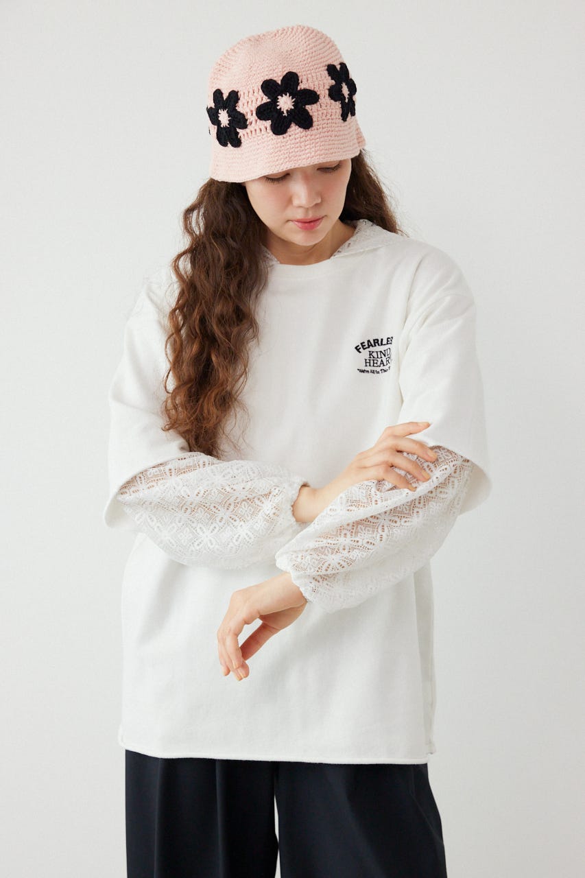 ミニ裏毛ハーフスリーブトップス O/WHT FREE