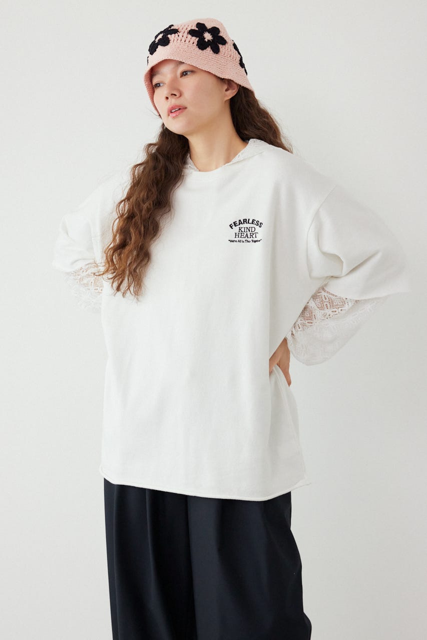 ミニ裏毛ハーフスリーブトップス O/WHT FREE