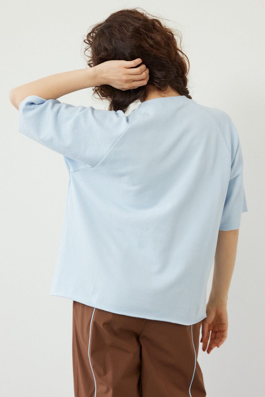 半袖リバーススウェットトップス L/BLU FREE