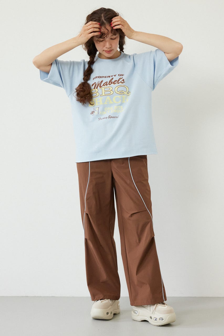 半袖リバーススウェットトップス L/BLU FREE