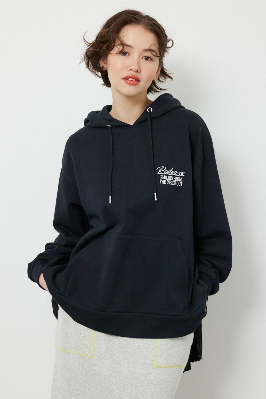 バックプリーツロゴパーカー BLK FREE