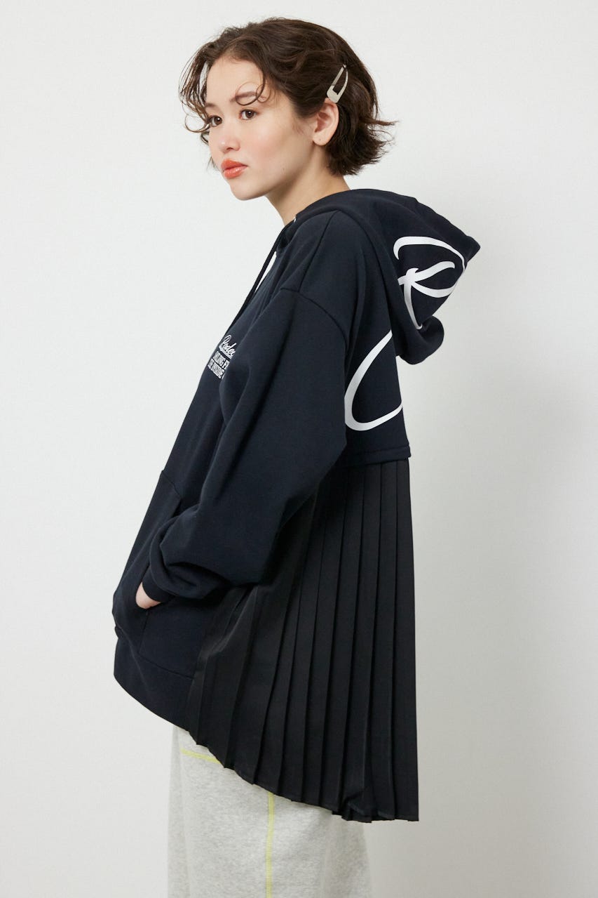 バックプリーツロゴパーカー BLK FREE