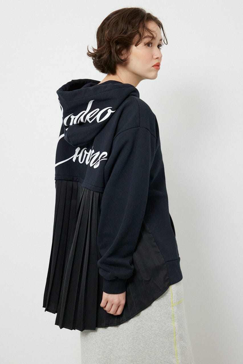 バックプリーツロゴパーカー BLK FREE