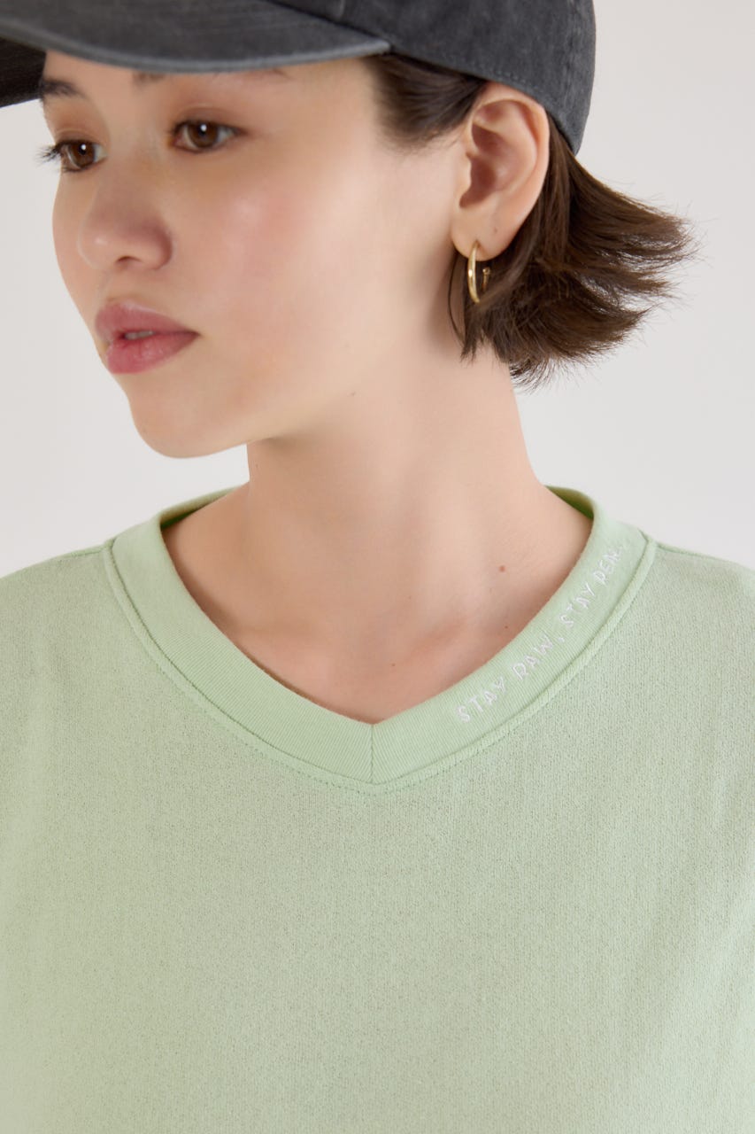 梨地VネックロングスリーブTシャツ MINT FREE