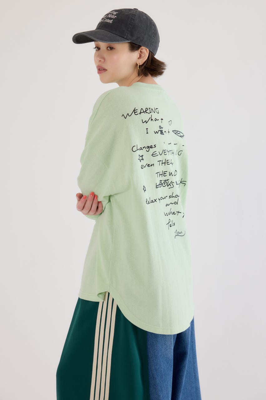 梨地VネックロングスリーブTシャツ MINT FREE