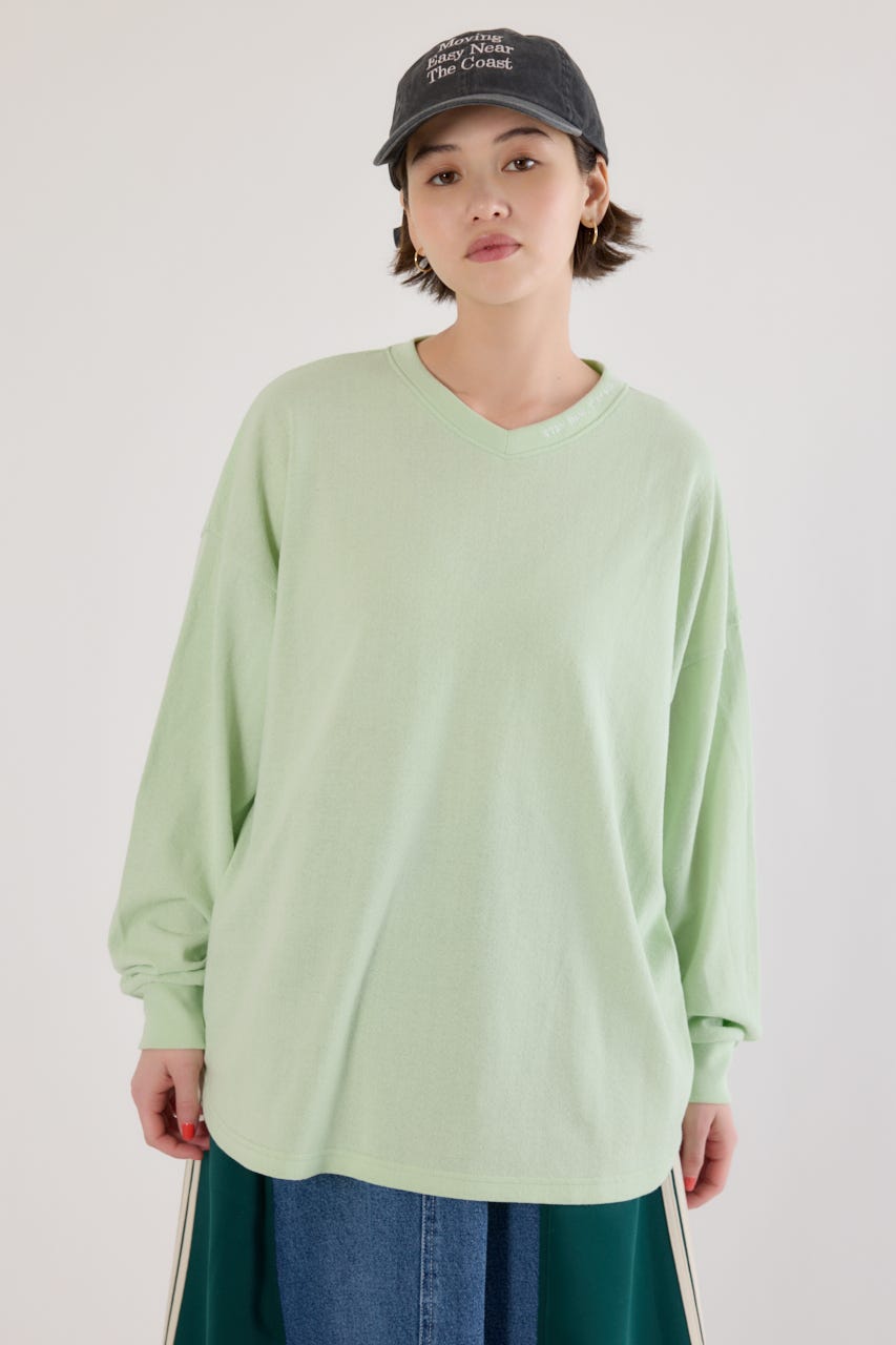 梨地VネックロングスリーブTシャツ MINT FREE