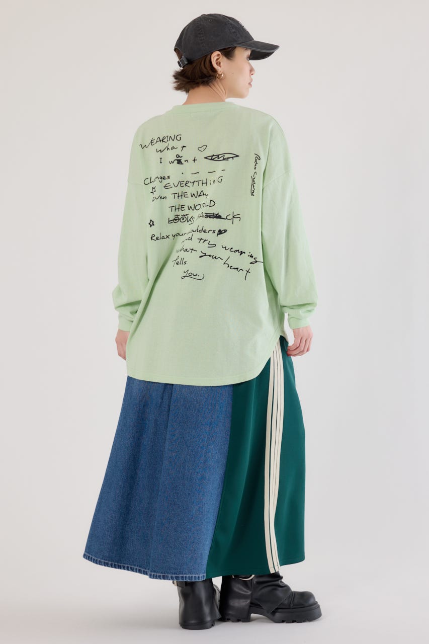 梨地VネックロングスリーブTシャツ MINT FREE