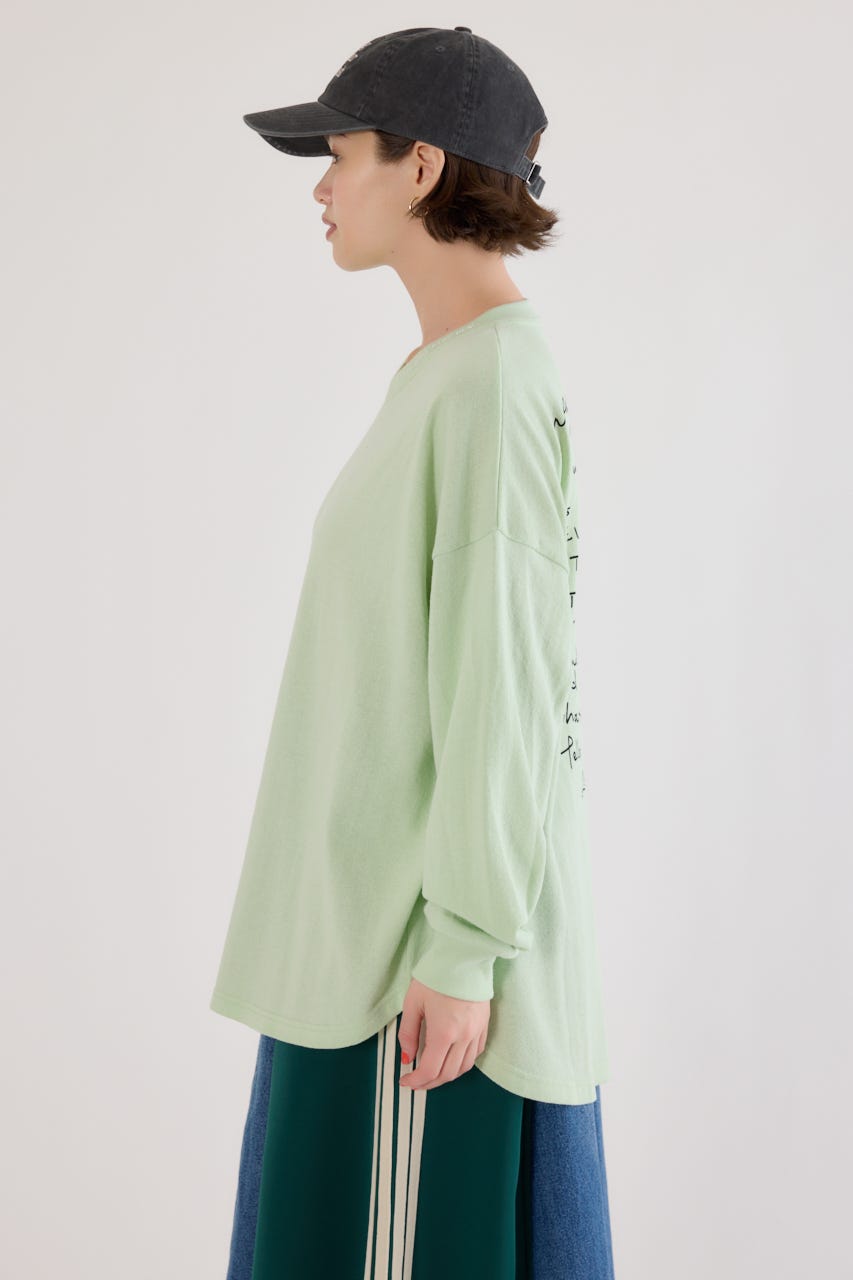 梨地VネックロングスリーブTシャツ MINT FREE