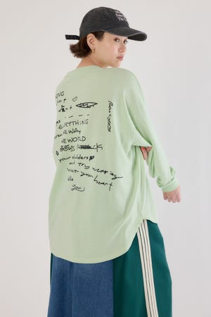 梨地VネックロングスリーブTシャツ