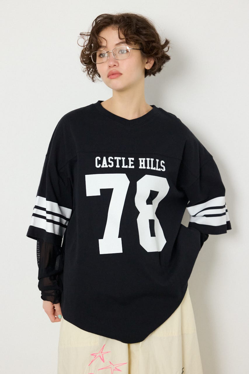 【SS先行アイテム】チュールレイヤードナンバートップス BLK FREE