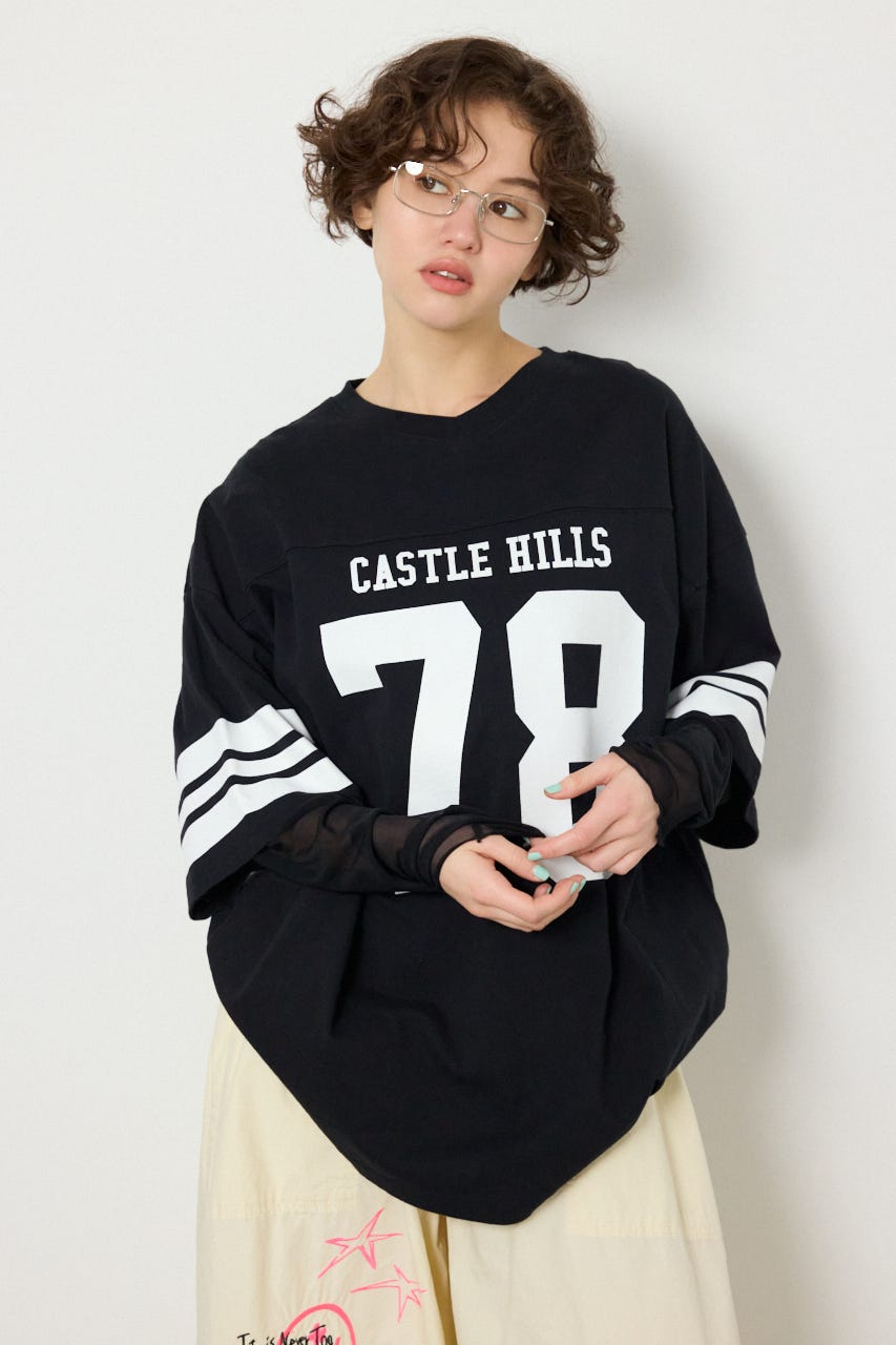 【SS先行アイテム】チュールレイヤードナンバートップス BLK FREE