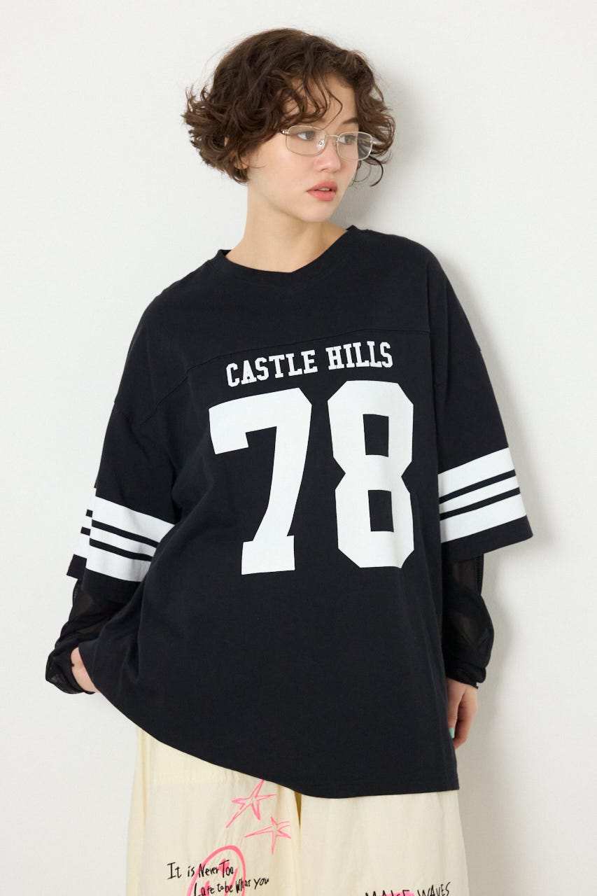 【SS先行アイテム】チュールレイヤードナンバートップス BLK FREE