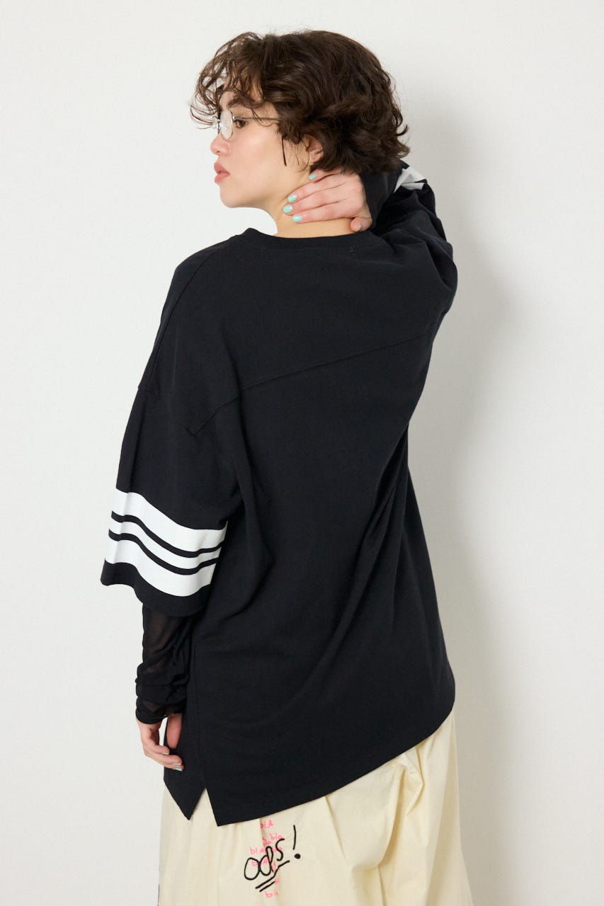 【SS先行アイテム】チュールレイヤードナンバートップス BLK FREE