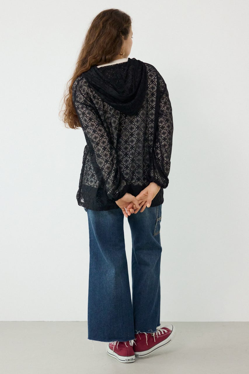 メッシュフーディカーディガン BLK FREE