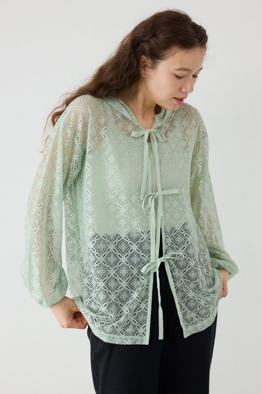 メッシュフーディカーディガン MINT FREE