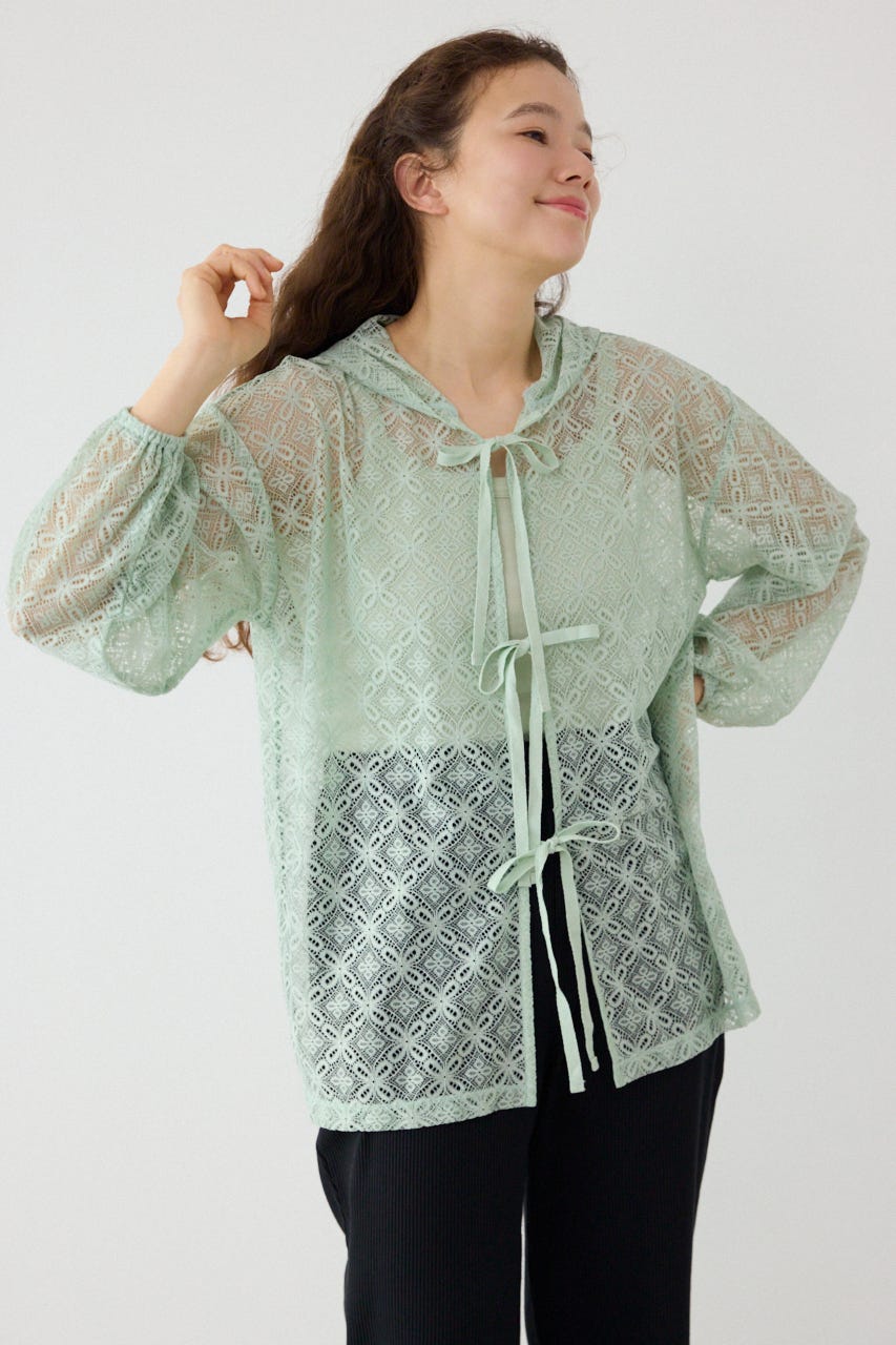 メッシュフーディカーディガン MINT FREE