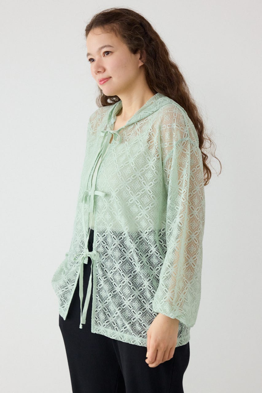 メッシュフーディカーディガン MINT FREE