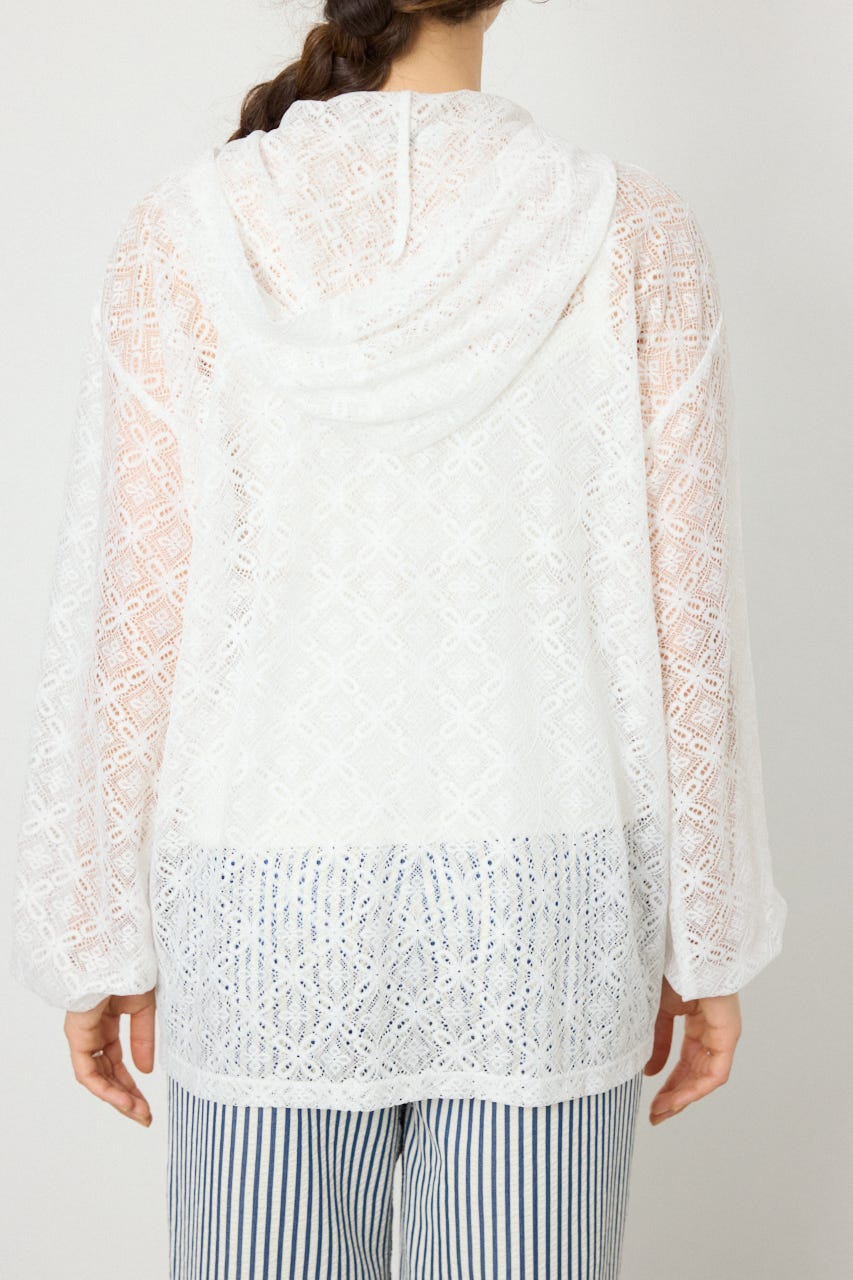 メッシュフーディカーディガン WHT FREE