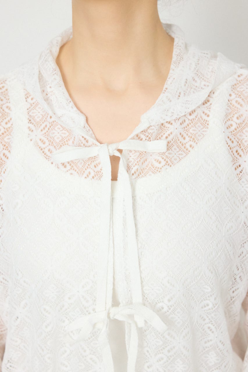 メッシュフーディカーディガン WHT FREE