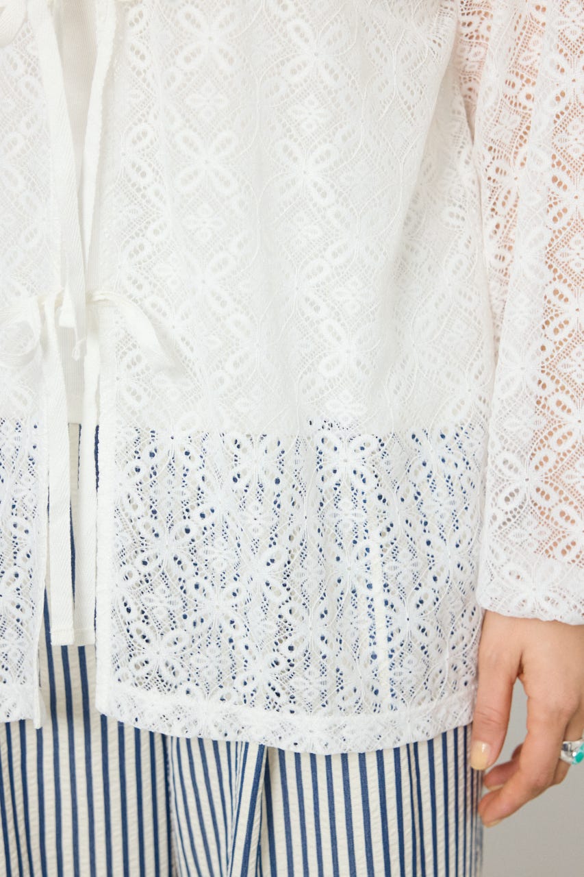 メッシュフーディカーディガン WHT FREE