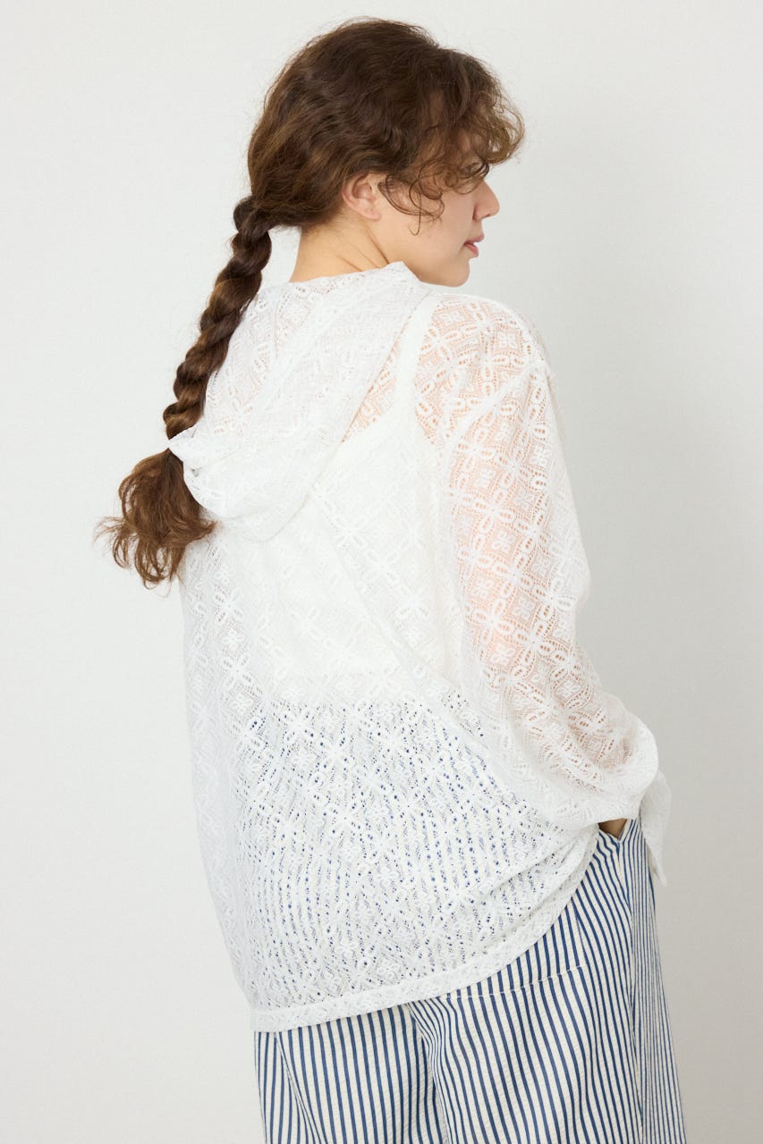 メッシュフーディカーディガン WHT FREE