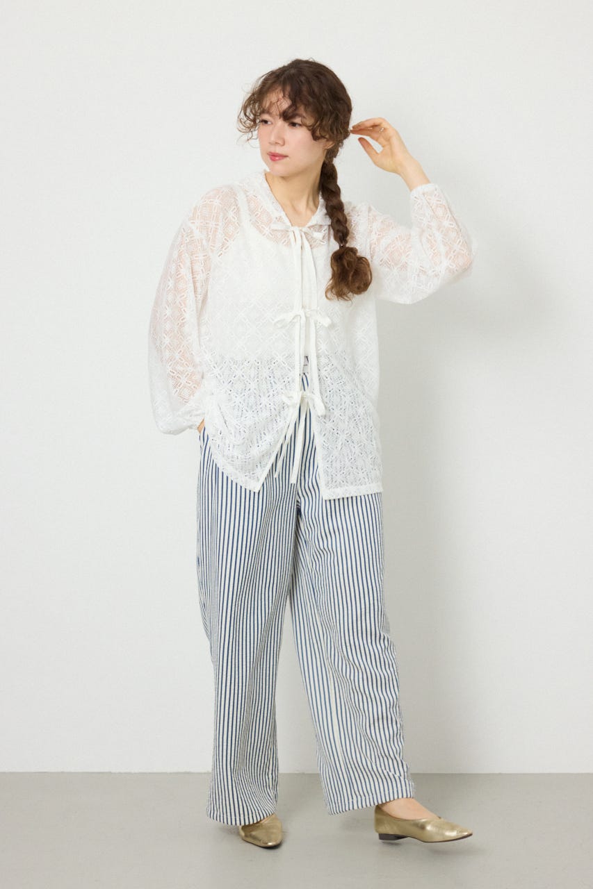 メッシュフーディカーディガン WHT FREE