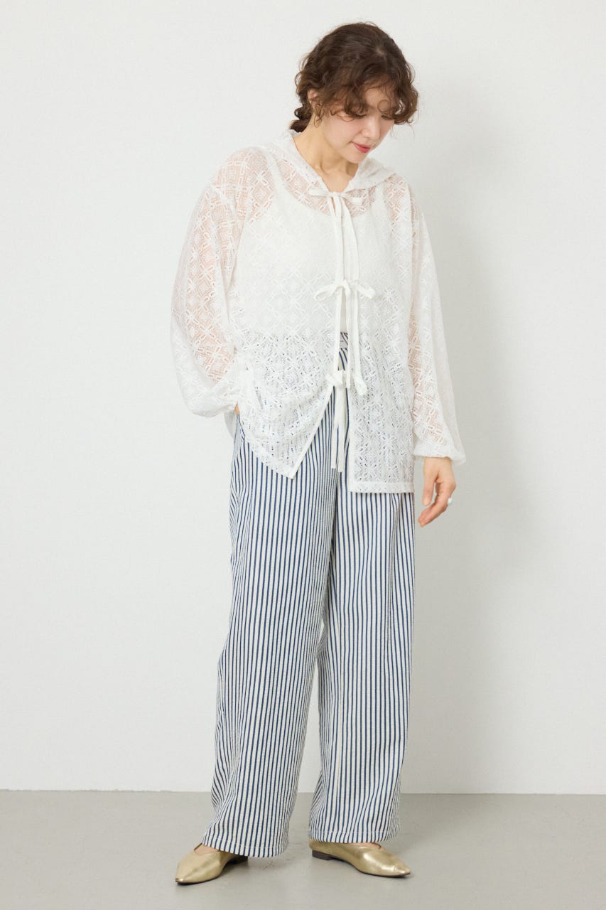 メッシュフーディカーディガン WHT FREE