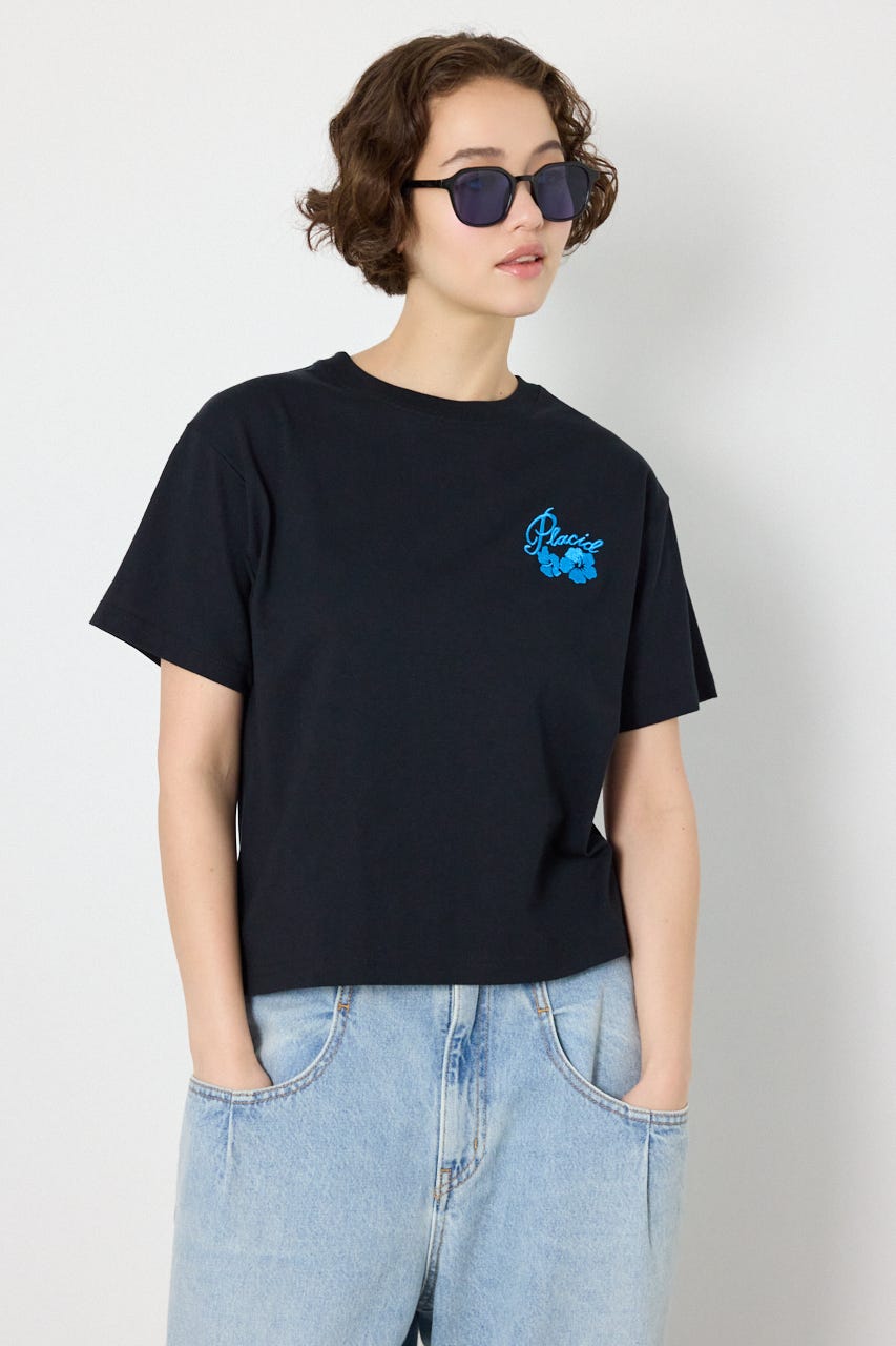 ビーチ柄Tシャツ BLK S