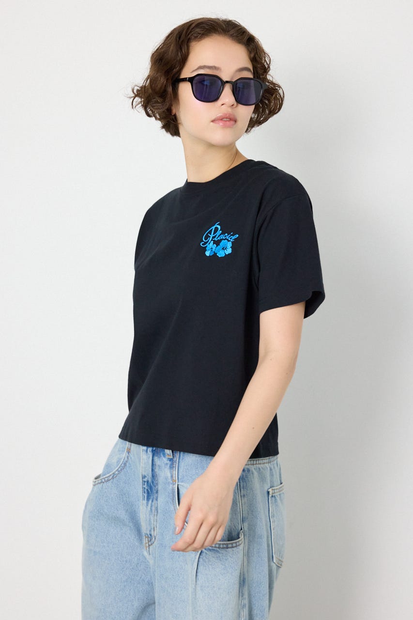 ビーチ柄Tシャツ BLK S