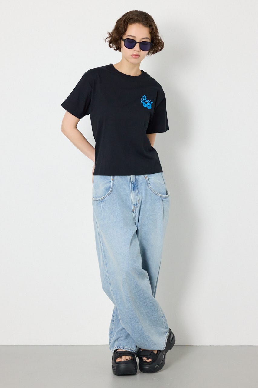 ビーチ柄Tシャツ BLK S