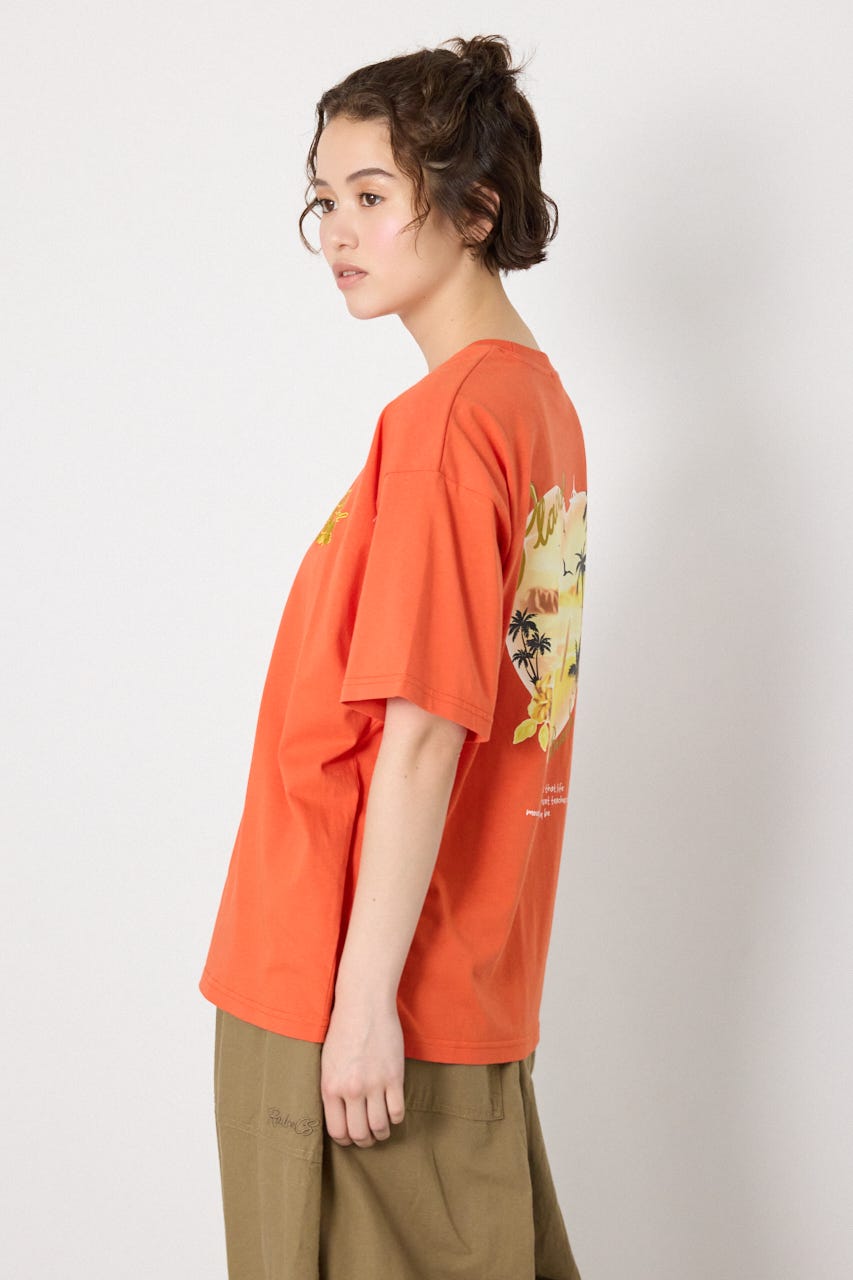 ビーチ柄Tシャツ ORG S