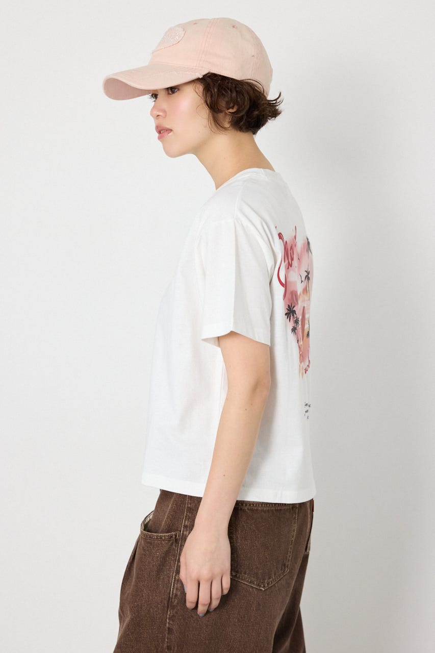 ビーチ柄Tシャツ O/WHT M