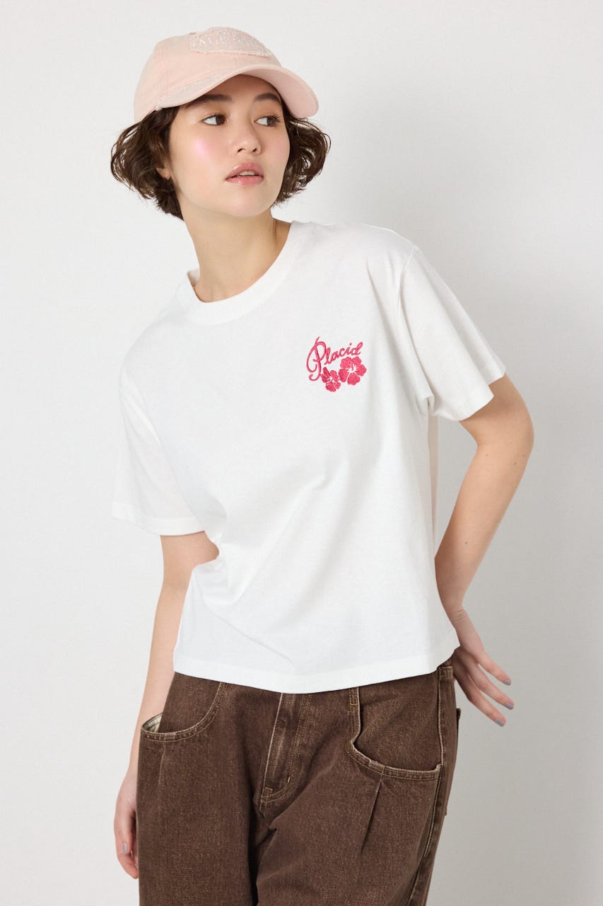 ビーチ柄Tシャツ O/WHT M