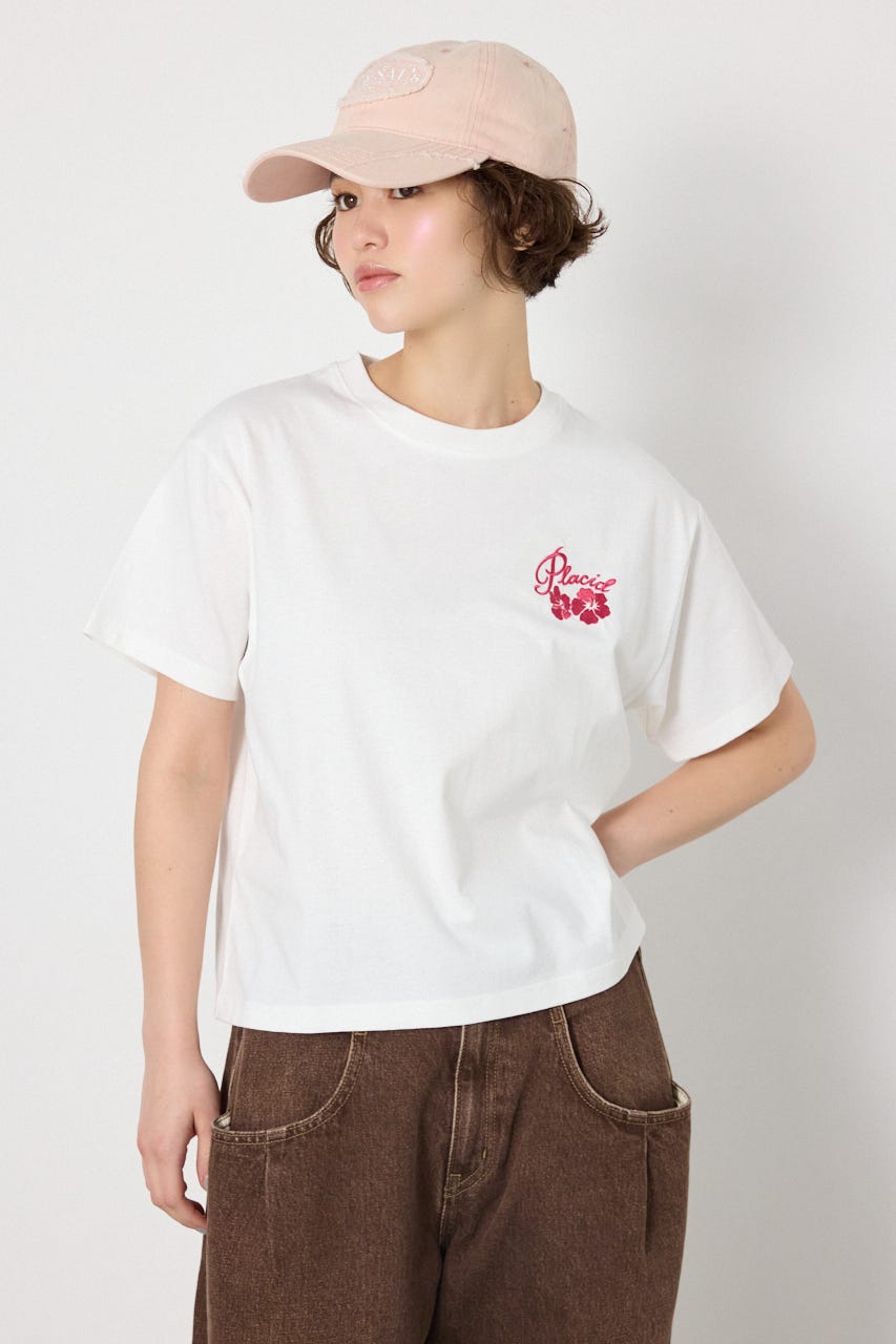 ビーチ柄Tシャツ O/WHT M