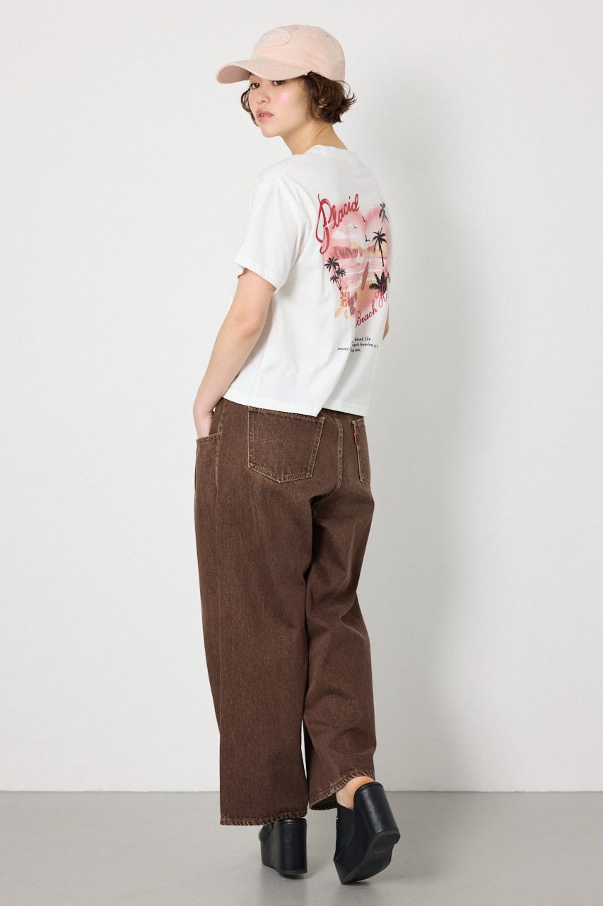 ビーチ柄Tシャツ O/WHT M