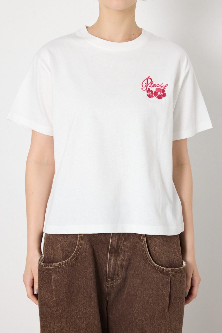 ビーチ柄Tシャツ O/WHT M