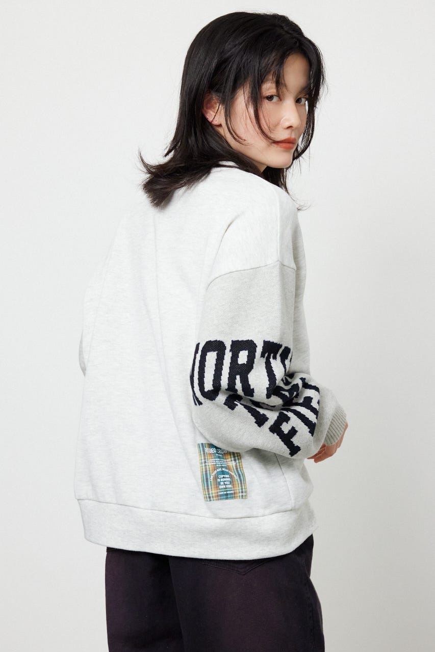 スリーブニットスウェットトップス GRY FREE