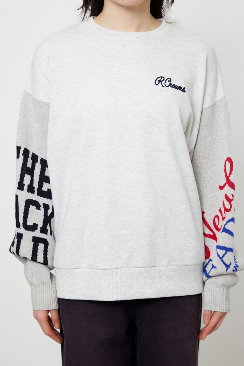 スリーブニットスウェットトップス GRY FREE