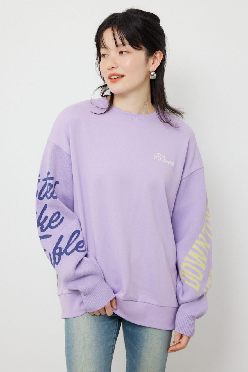 スリーブニットスウェットトップス PUR FREE