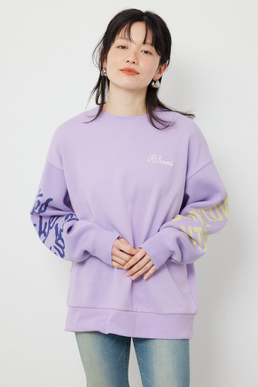 スリーブニットスウェットトップス PUR FREE