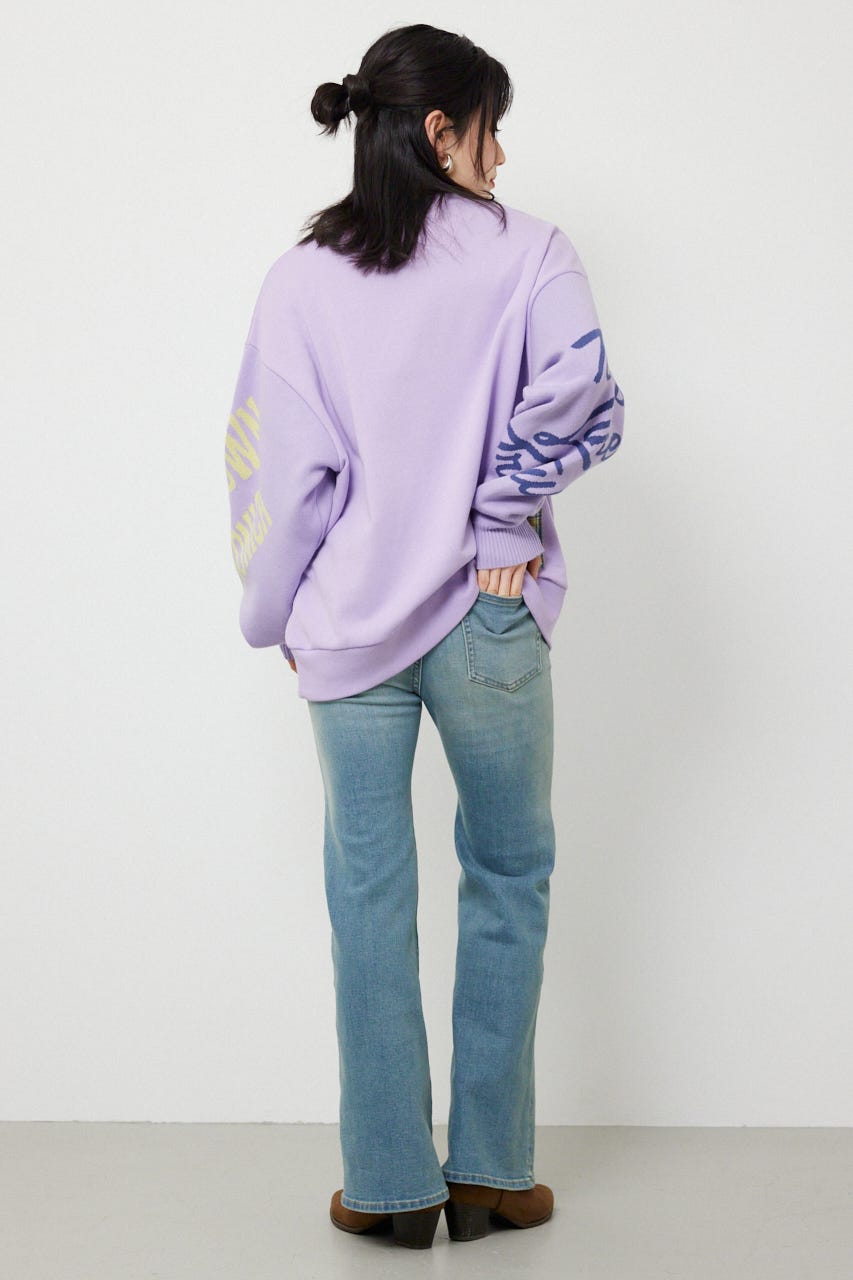 スリーブニットスウェットトップス PUR FREE