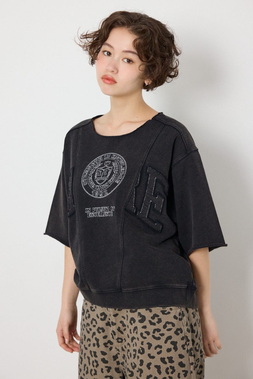切替カレッジ半袖スウェット BLK FREE