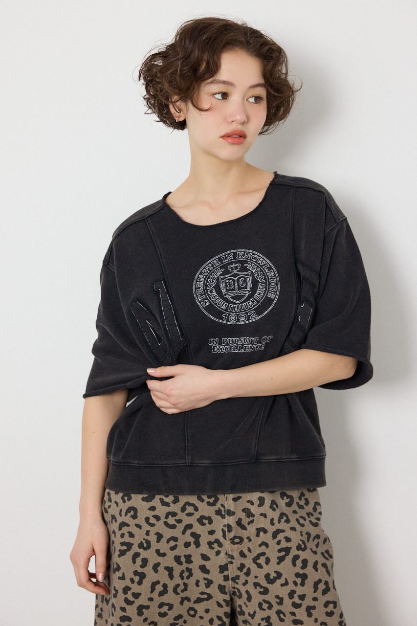 切替カレッジ半袖スウェット BLK FREE