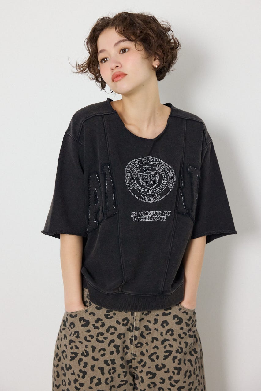 切替カレッジ半袖スウェット BLK FREE