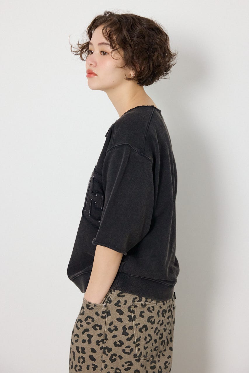 切替カレッジ半袖スウェット BLK FREE