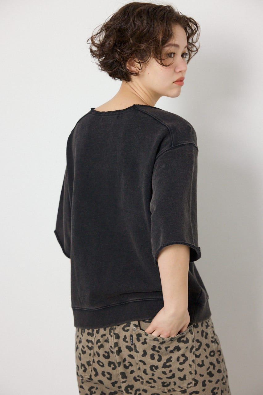 切替カレッジ半袖スウェット BLK FREE