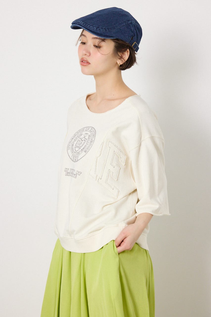 切替カレッジ半袖スウェット O/WHT FREE