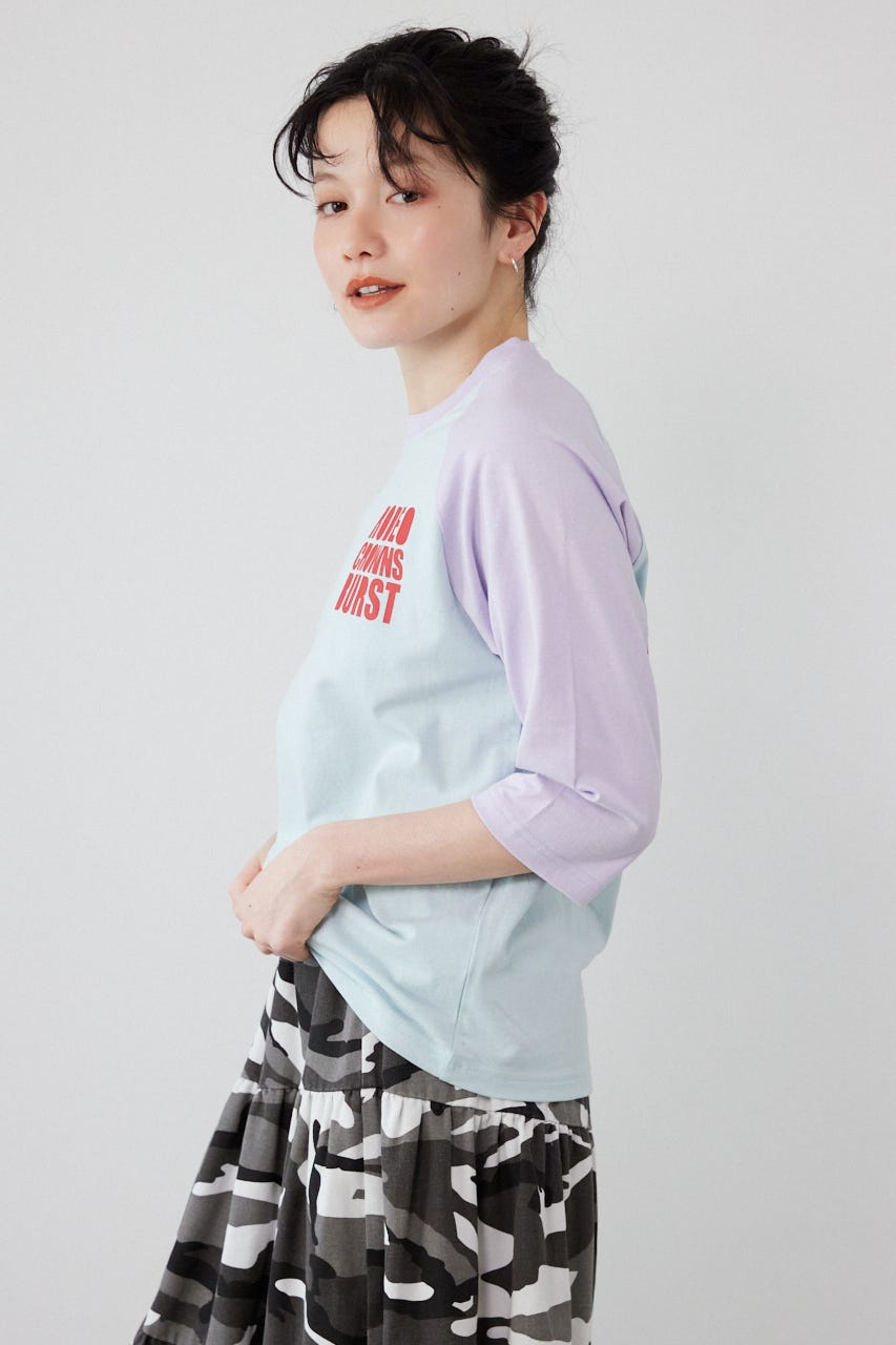 【SS先行アイテム】Ink Logo ラグランTシャツ 柄SAX S